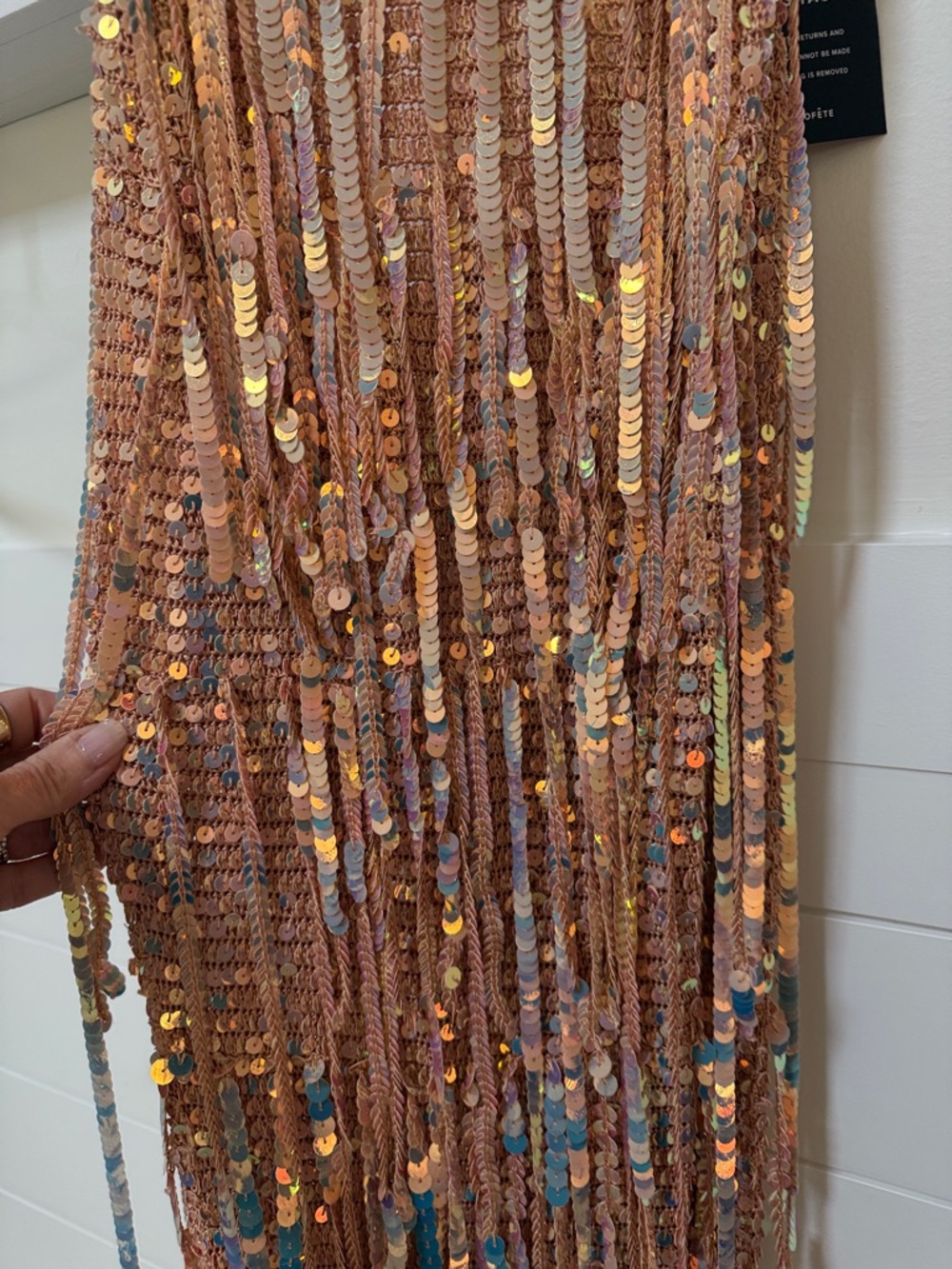 Retrofete Rose Gold Sequin Fringe Maxi Dress - Picture 10 of 15